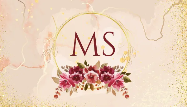 Pink Maroon Luxury Autumn Watercolor Flowers Name Card