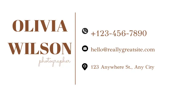 Brown Minimalistic Photographer Business Card