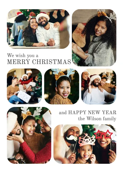 Brown Neutral Aesthetic Photo Collage Christmas Card