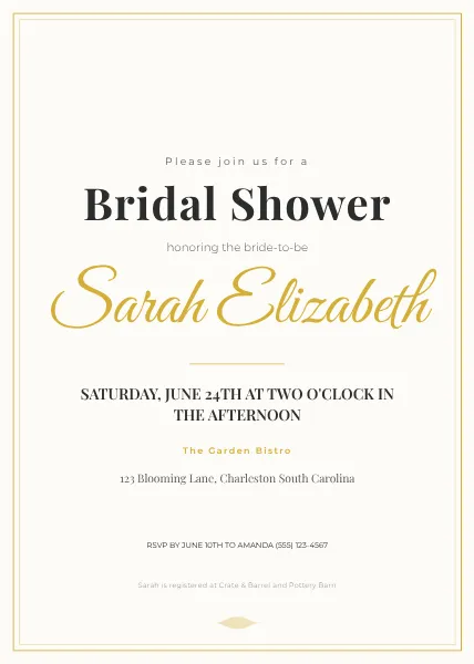 Elegant Bridal Shower Invitation