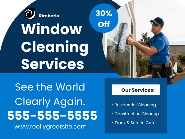 Blue White Modern Window Cleaning Services Facebook Post