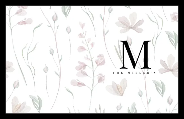 Floral Classic Monogram Family Note Card