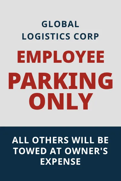 Professional Employee Parking Sign
