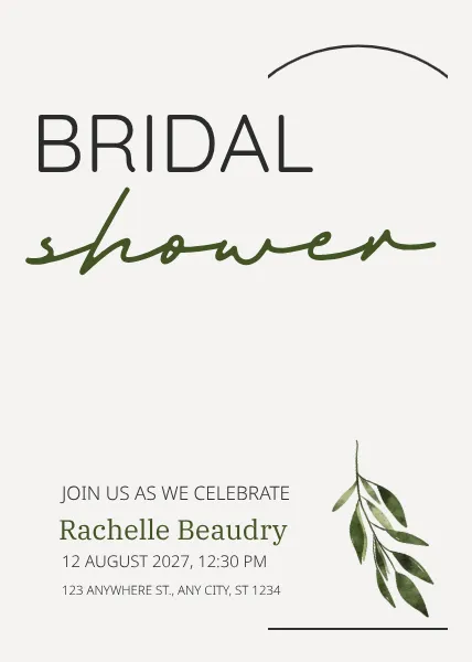 Beige Black Classic Floral Bridal Shower Invitation