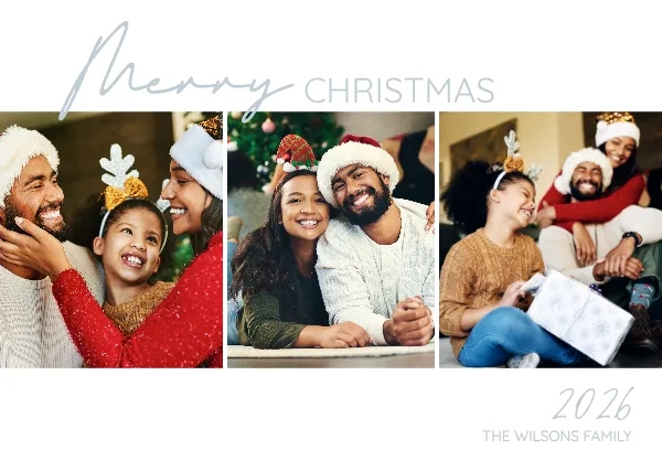 White Minimalist Photo Frame Happy Holidays Greeting Card