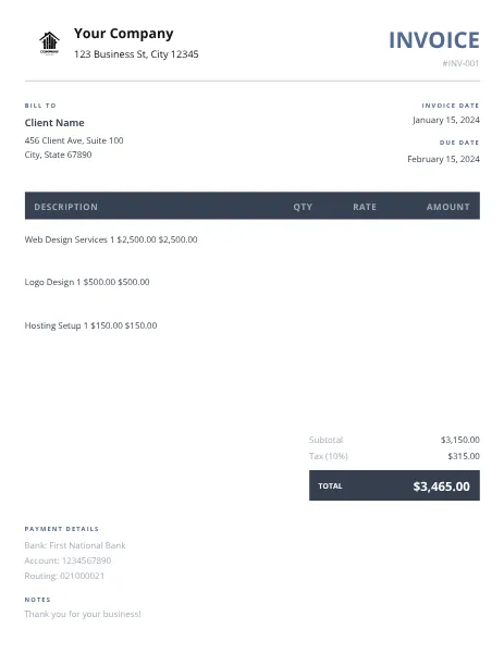 Minimal Dark Invoice