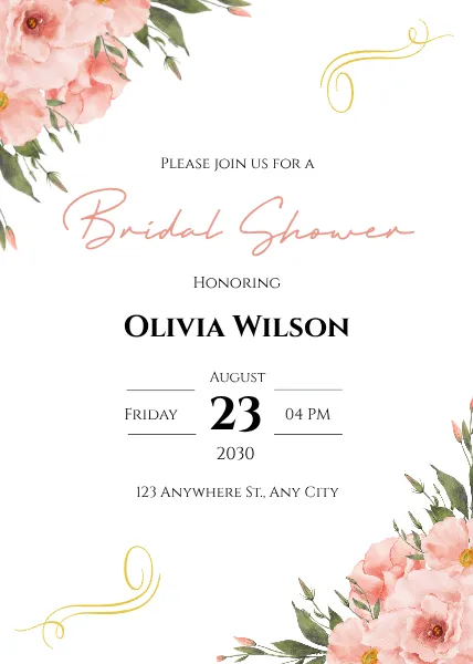 Pink Floral Bridal Shower Invitation