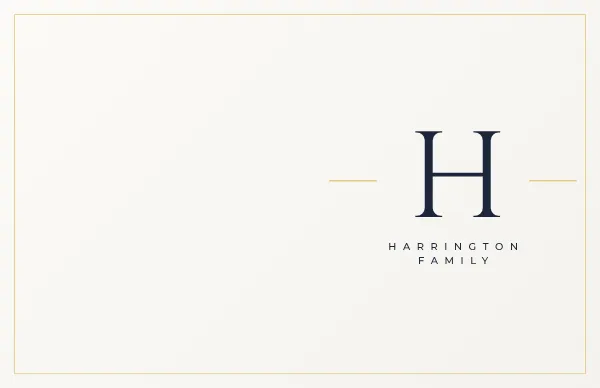 Sleek Family Monogram Note Card