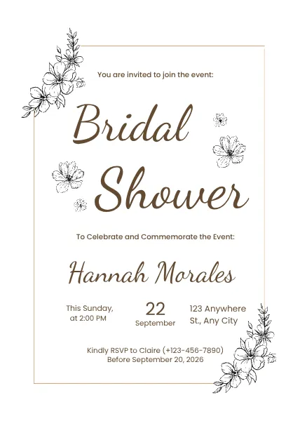 Gold Elegant Bridal Shower Invitation