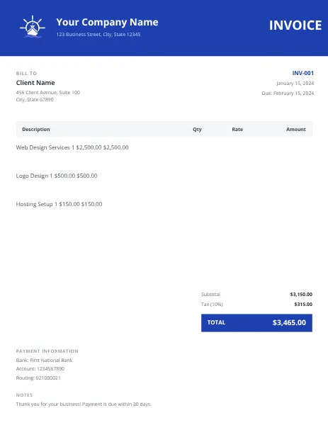 Free Invoice Example