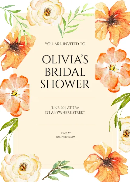 Watercolor Floral Bridal Shower Invitation
