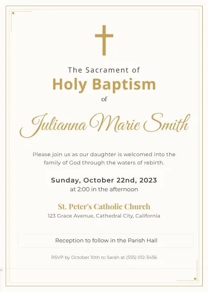 Catholic Baptism Invitation